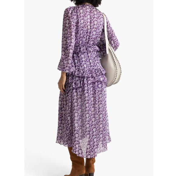Maje Ronirique Ruffled floral-print chiffon Maxi Dress, T34 (XS) MSRP $535 - Picture 3 of 6